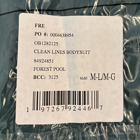 Free People Clean Lines Bodysuit In Forest Pool. NWT! Sz M/L - Picture 7 of 8